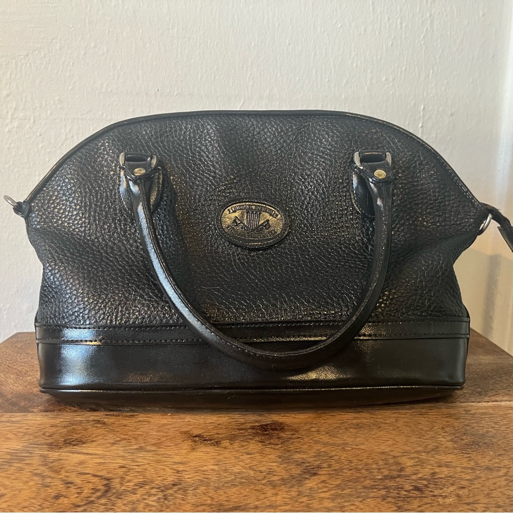 Vintage Michael Stevens International Black Pebbled Leather Satchel Bag